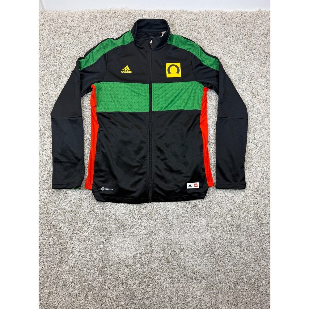 adidas x LEGO Track Jacket Men's L Black Green AEROREADY Full Zip NWT